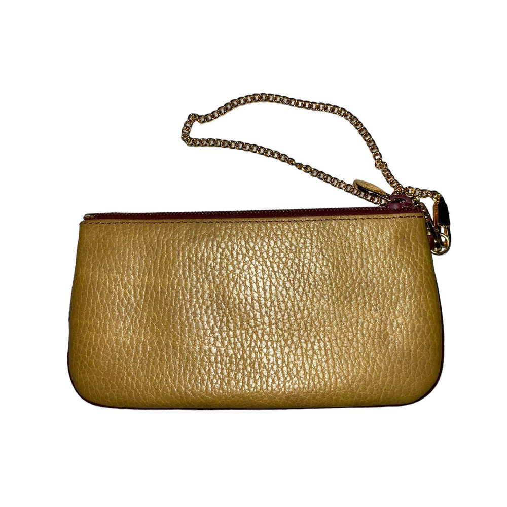 Vtg Must De Cartier Leather Coin Pouch Clutch Wallet Wristlet Mustard Yellow